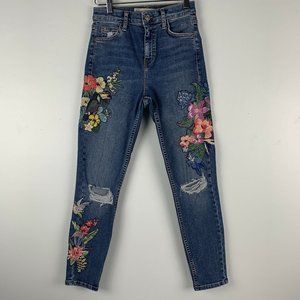 Topshop Moto Jamie Embroidered Jeans